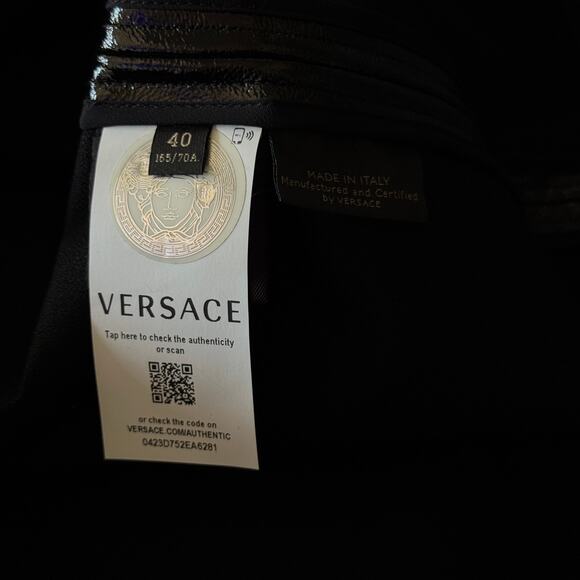 Versace Vinyl Midi Skirt Medusa Head Gold Buttons Black IT 40 US 4 - Picture 11 of 15